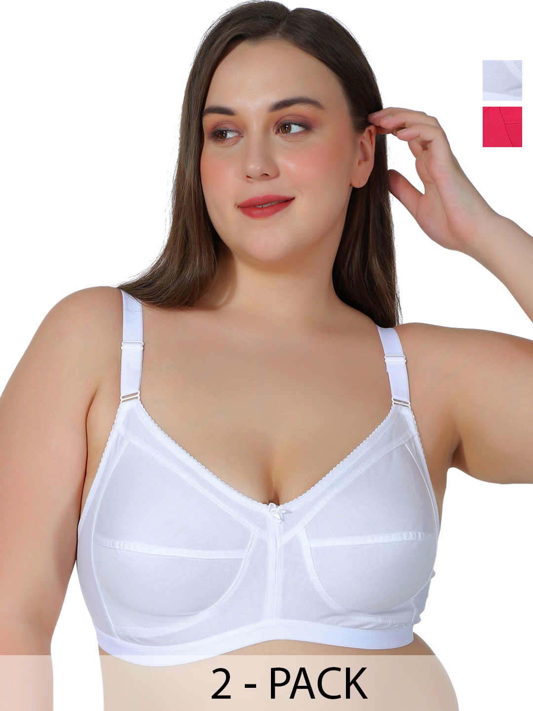 

Leading Lady Plus Size Pack of 2 Non-Wired T-shirt Bra, White