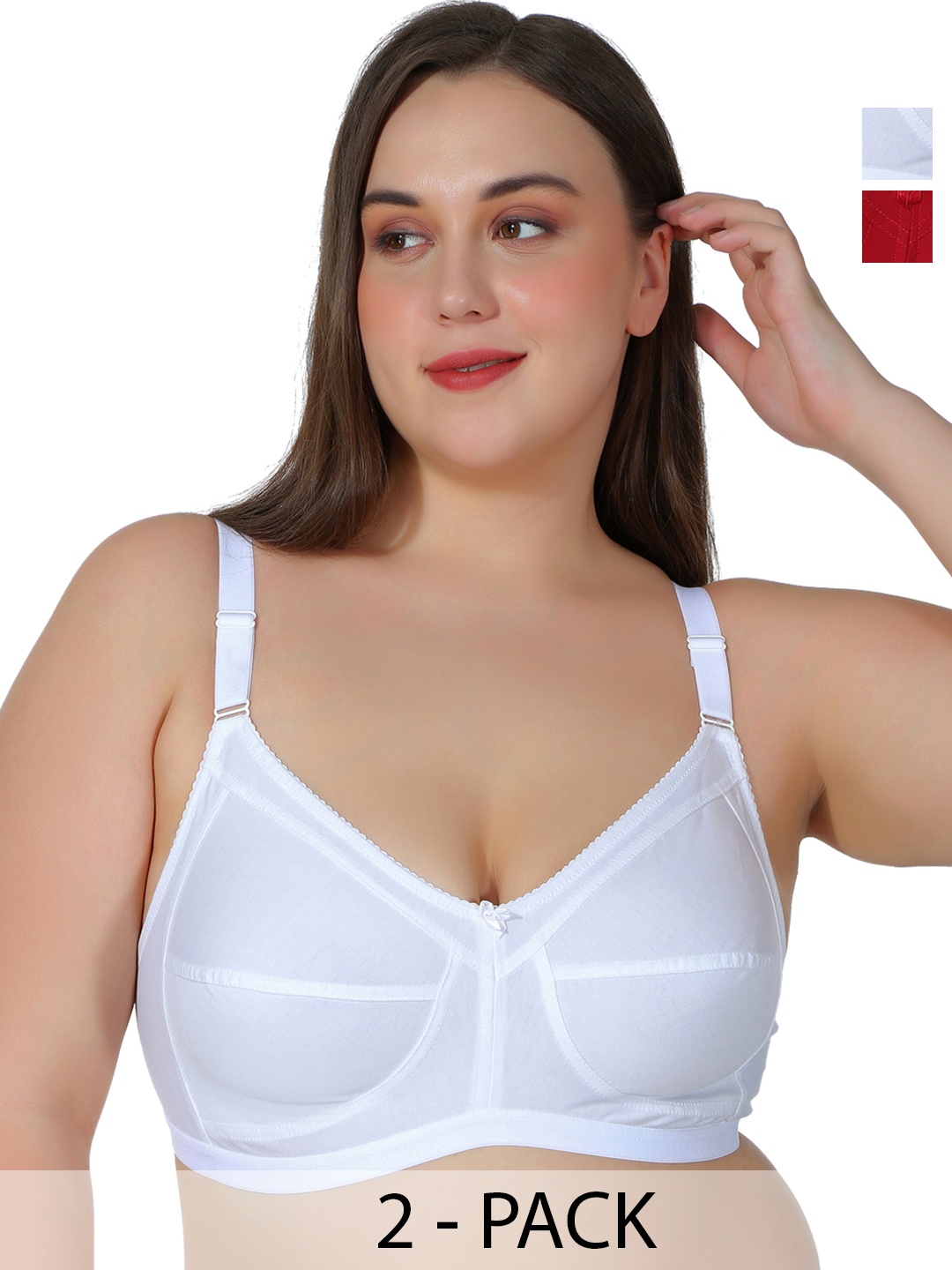 

Leading Lady Plus Size Pack of 2 Non-Wired T-shirt Bra, White