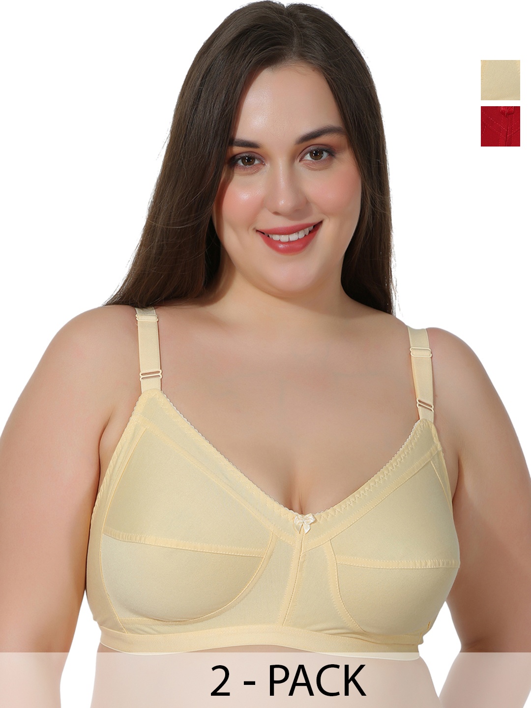 

Leading Lady Plus Size Pack of 2 Non-Wired T-shirt Bra, Beige