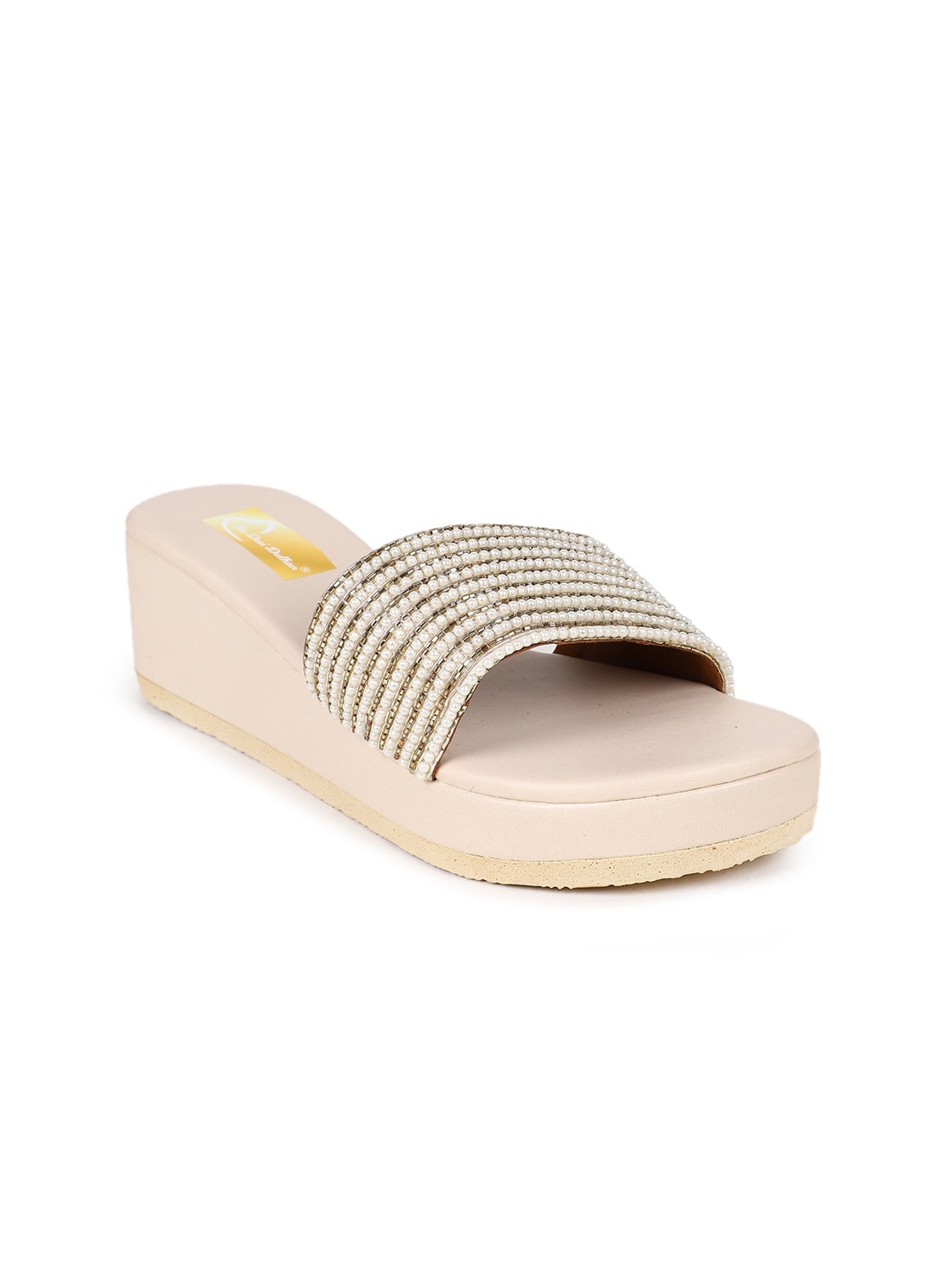 

The Desi Dulhan Embellished Ethnic Wedge Sandals, Cream