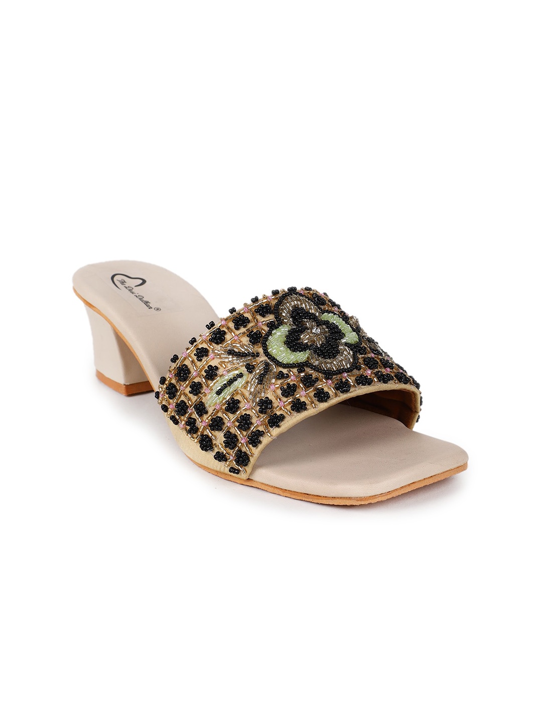 

The Desi Dulhan Embellished Ethnic Block Heels, Beige