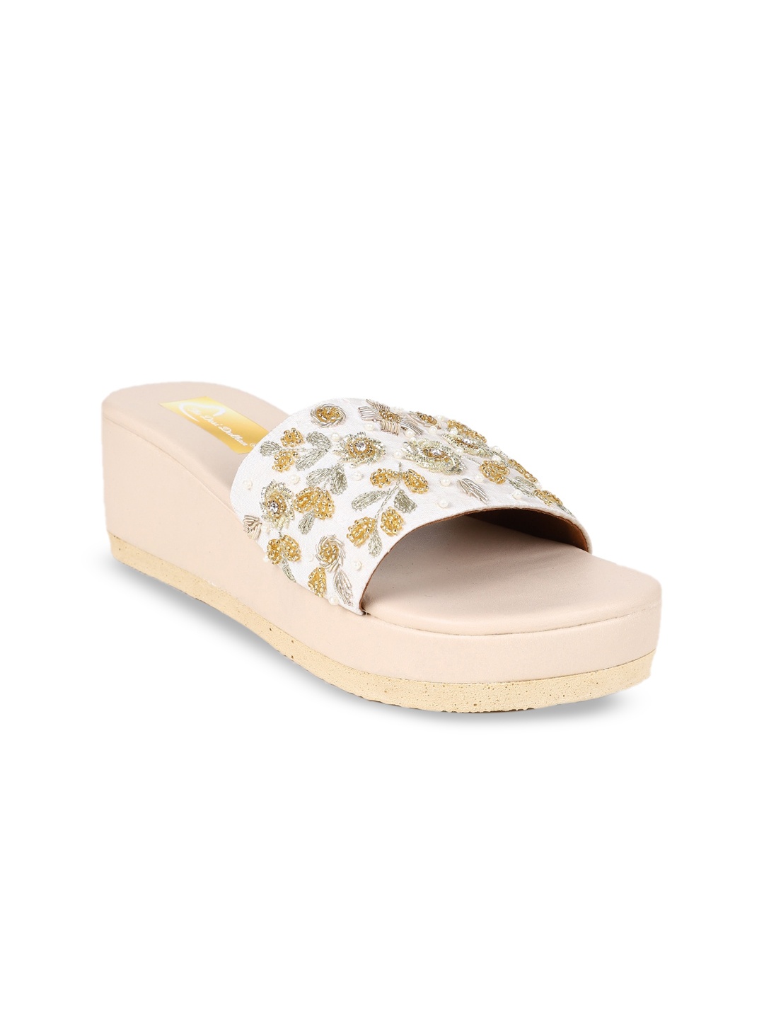 

The Desi Dulhan Embellished Ethnic Wedge Heels, White
