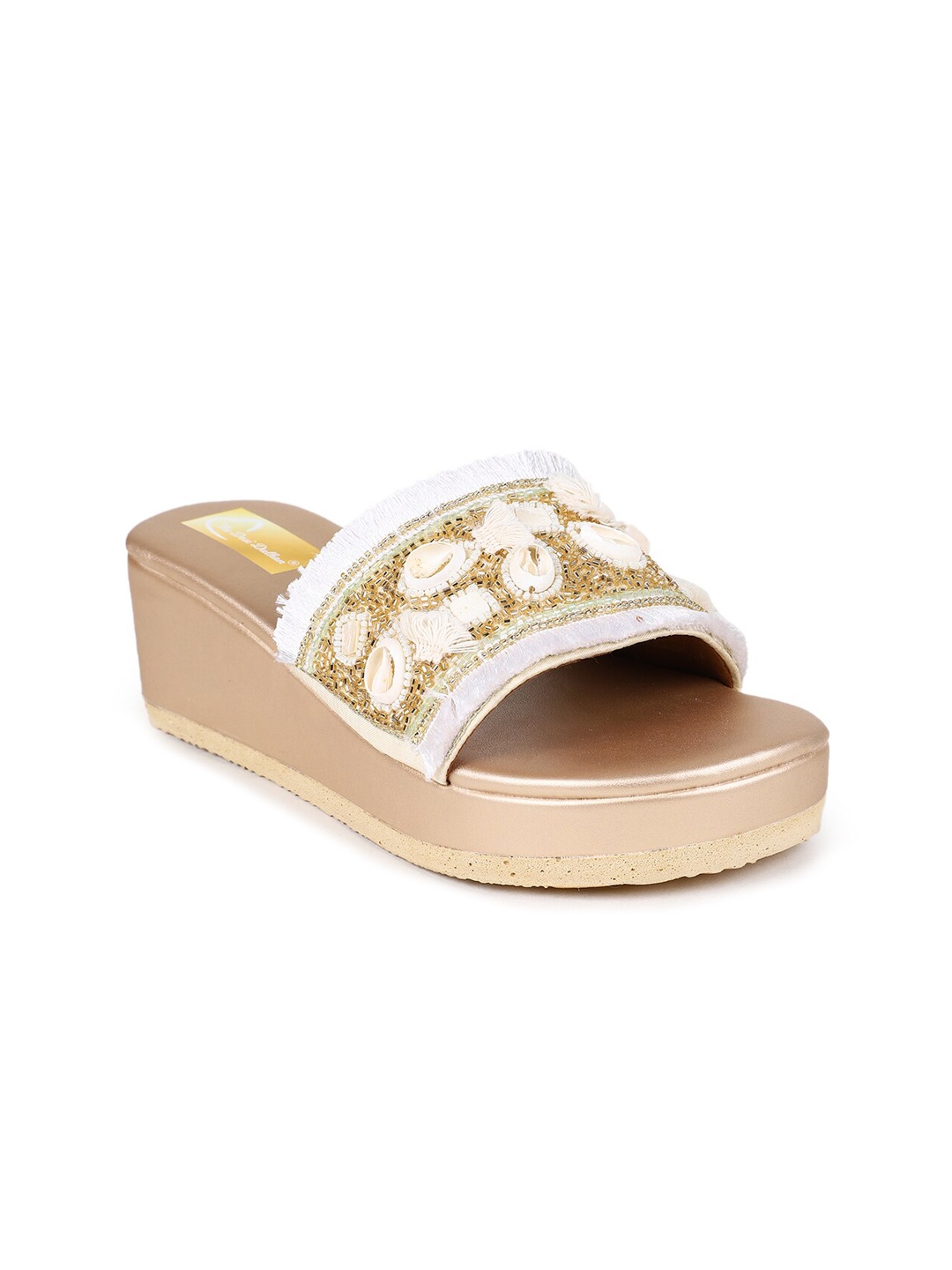 

The Desi Dulhan Embellished Ethnic Wedge Heels, White