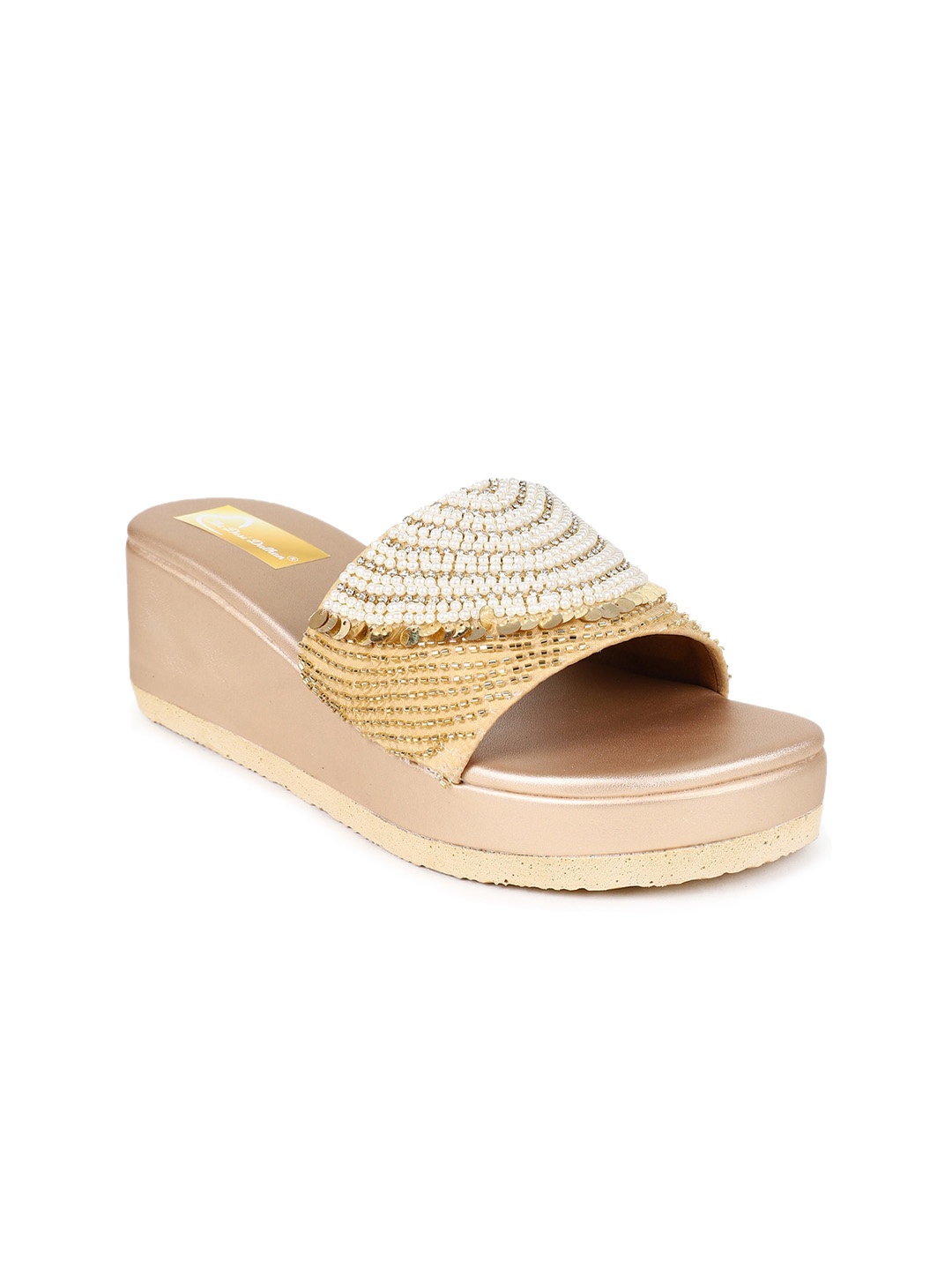 

The Desi Dulhan Embellished Ethnic Wedge Heels, White