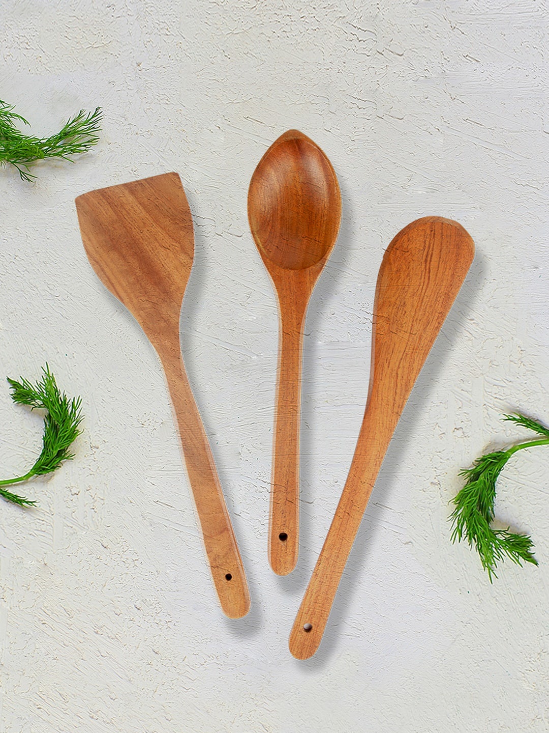

BOROSIL Set Of 3 Brown Anti-Bacterial Organic Neem Wood Cooking & Serving Spoons