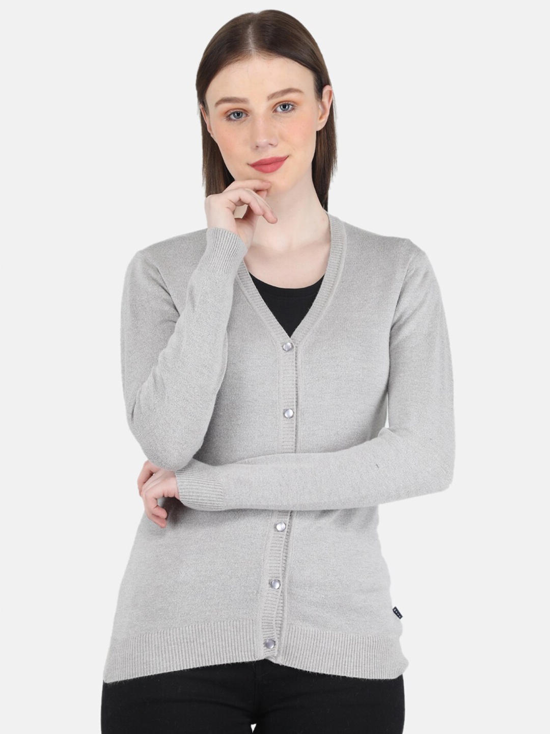 

Monte Carlo Women Woolen Cardigan Sweater, Grey