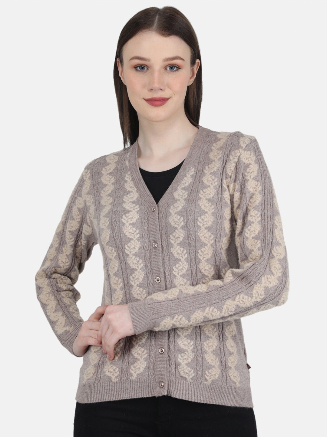 

Monte Carlo Women Cable Knit Cardigan Sweater, Beige