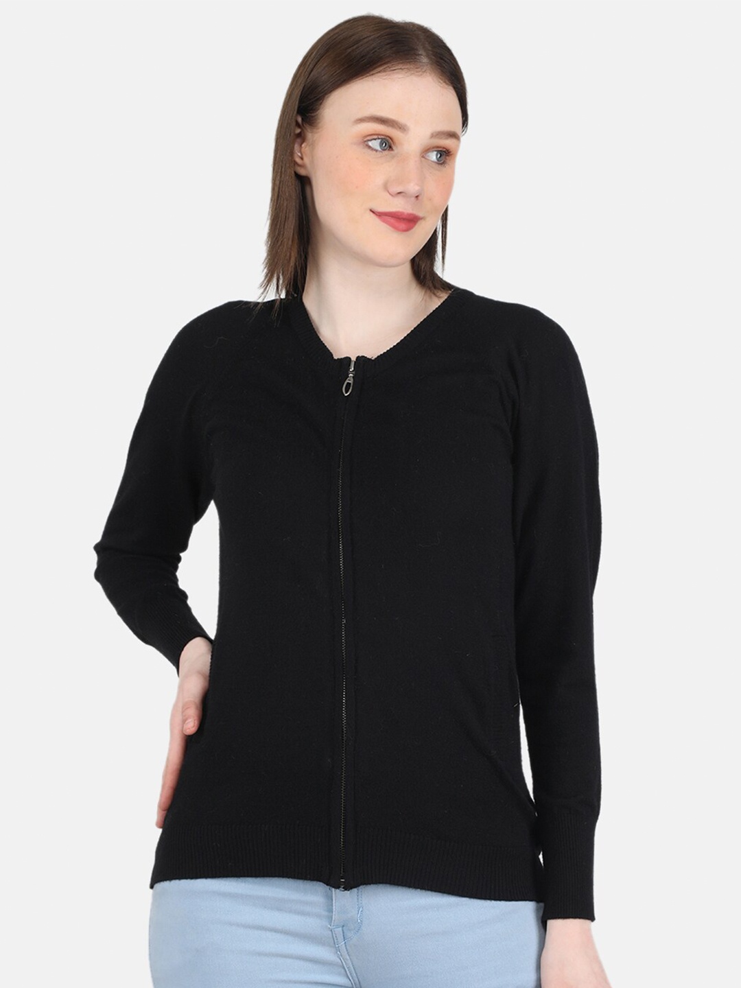 

Monte Carlo Women Front Open Wool Cardigan, Black