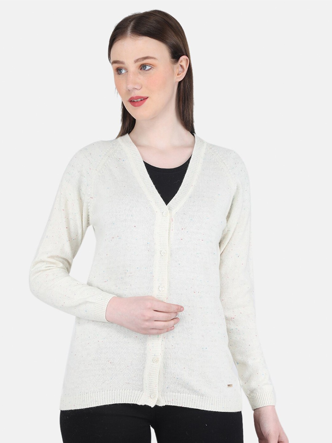 

Monte Carlo V-Neck Woollen Cardigan, Cream