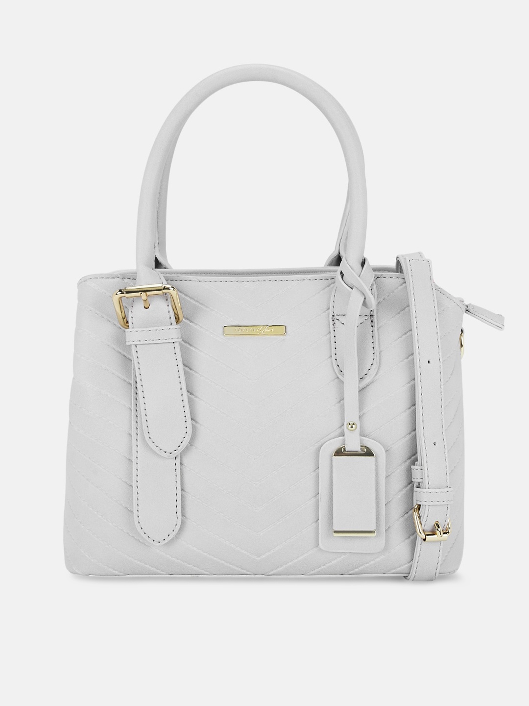 

Forever Glam by Pantaloons Textured Structured Handheld Bag, Grey