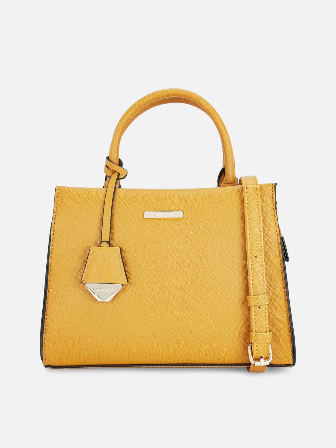 

Forever Glam by Pantaloons PU Structured Handheld Bag, Mustard