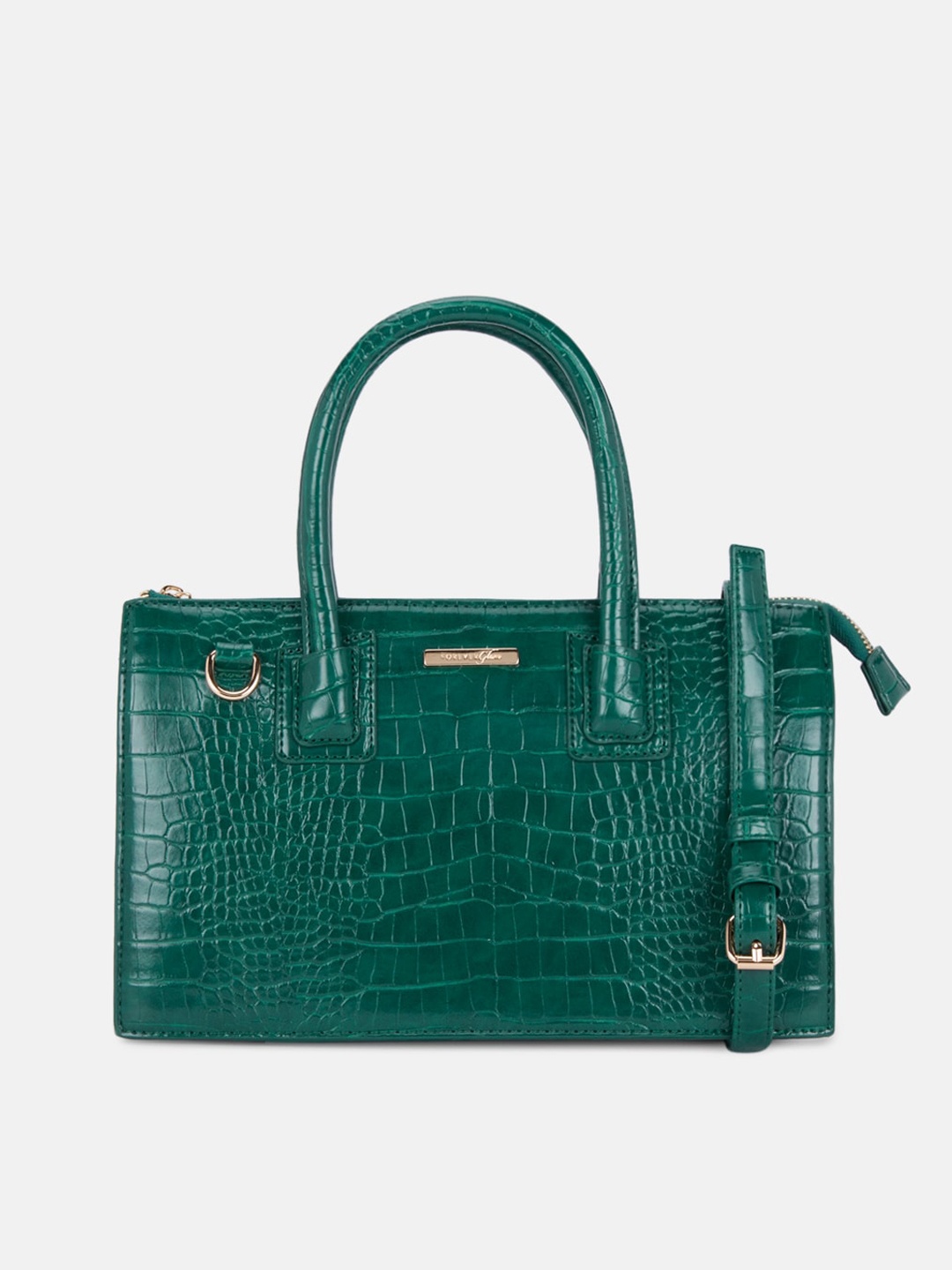 

Forever Glam by Pantaloons Textured PU Swagger Satchel, Green