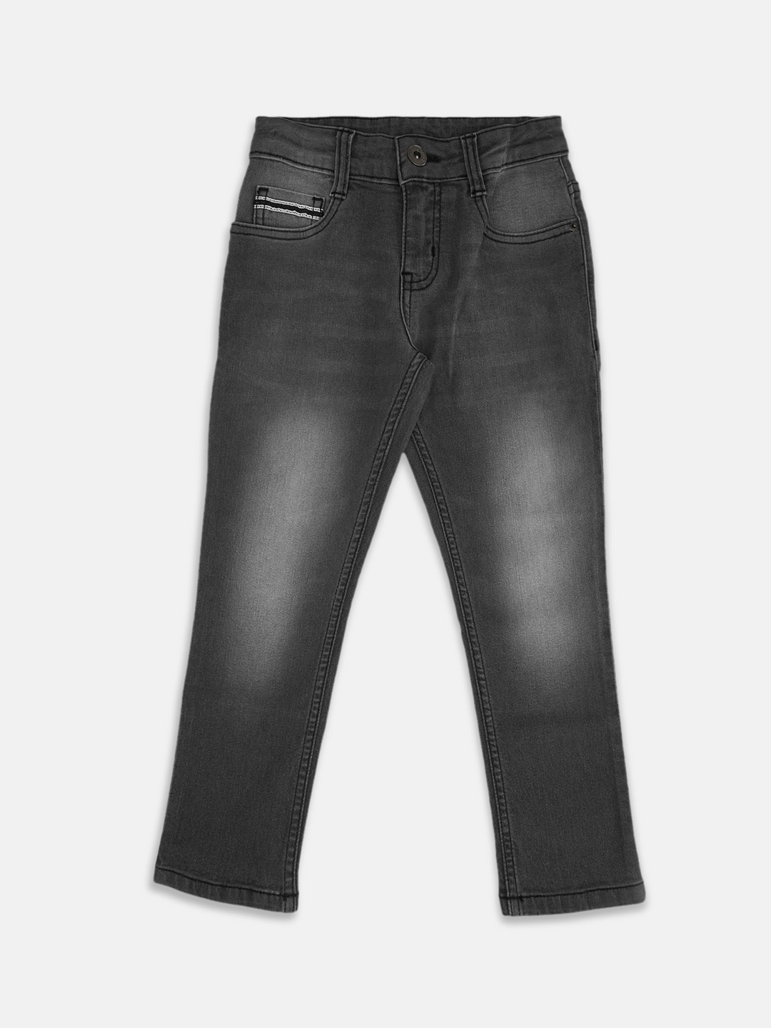 

Pantaloons Junior Boys Tapered Fit Heavy Fade Jeans, Grey
