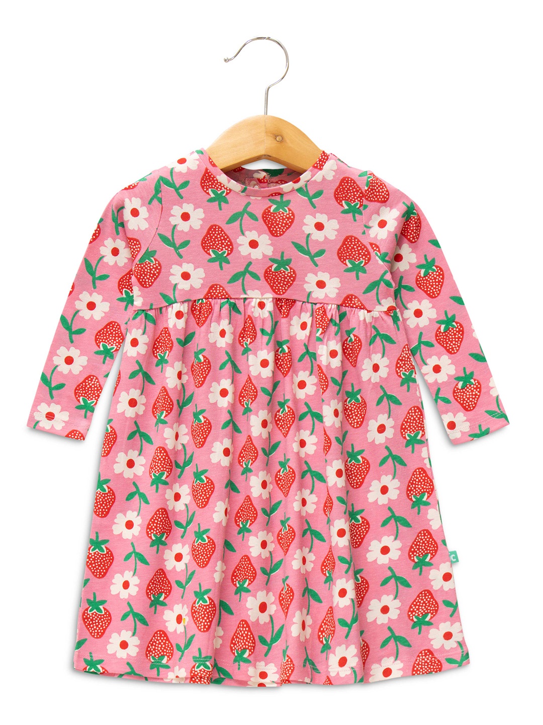 

JusCubs Floral Printed Pure Cotton Empire Dress, Pink