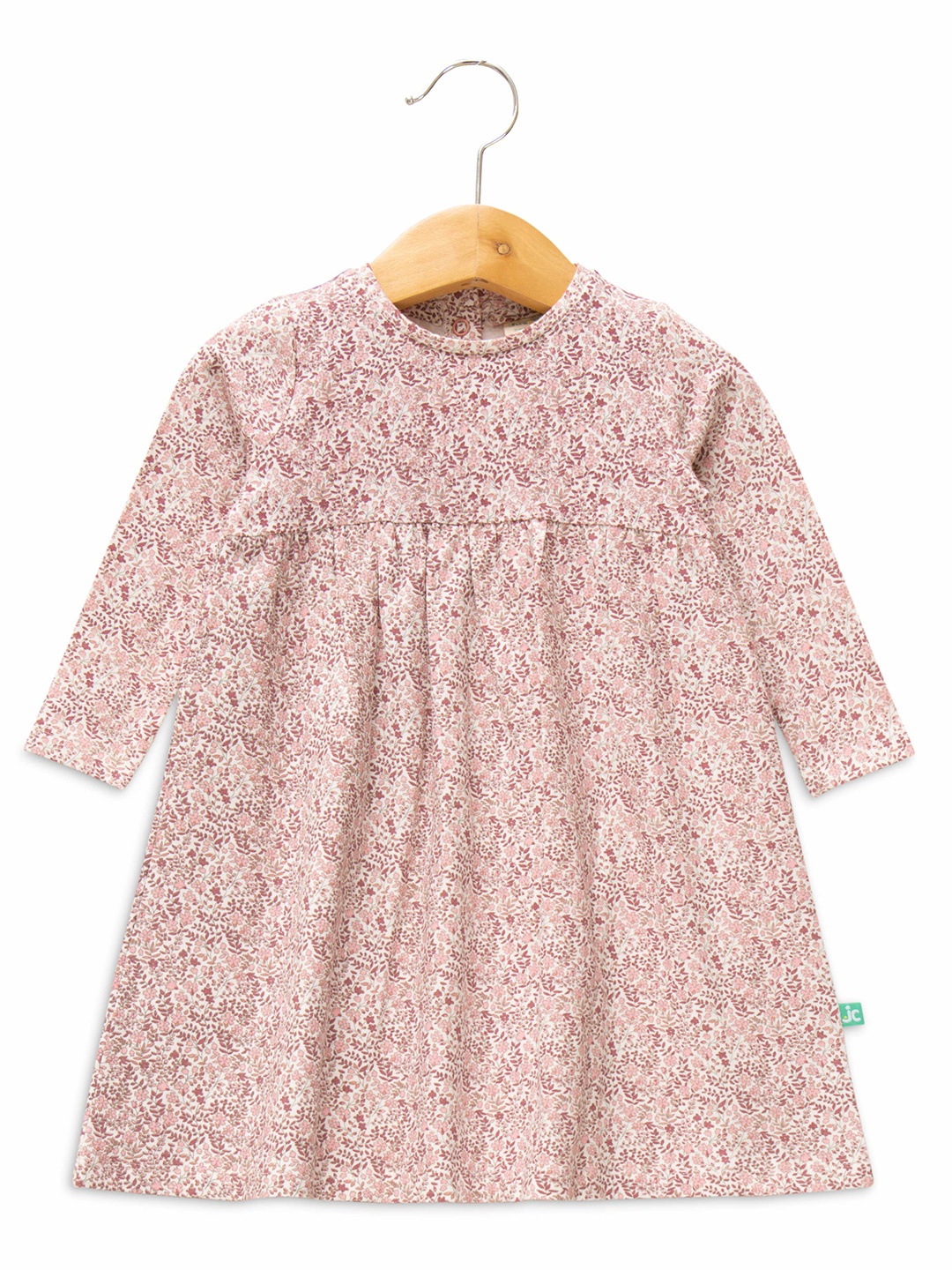 

JusCubs Floral Printed Round Neck A-Line Cotton Dress, Pink