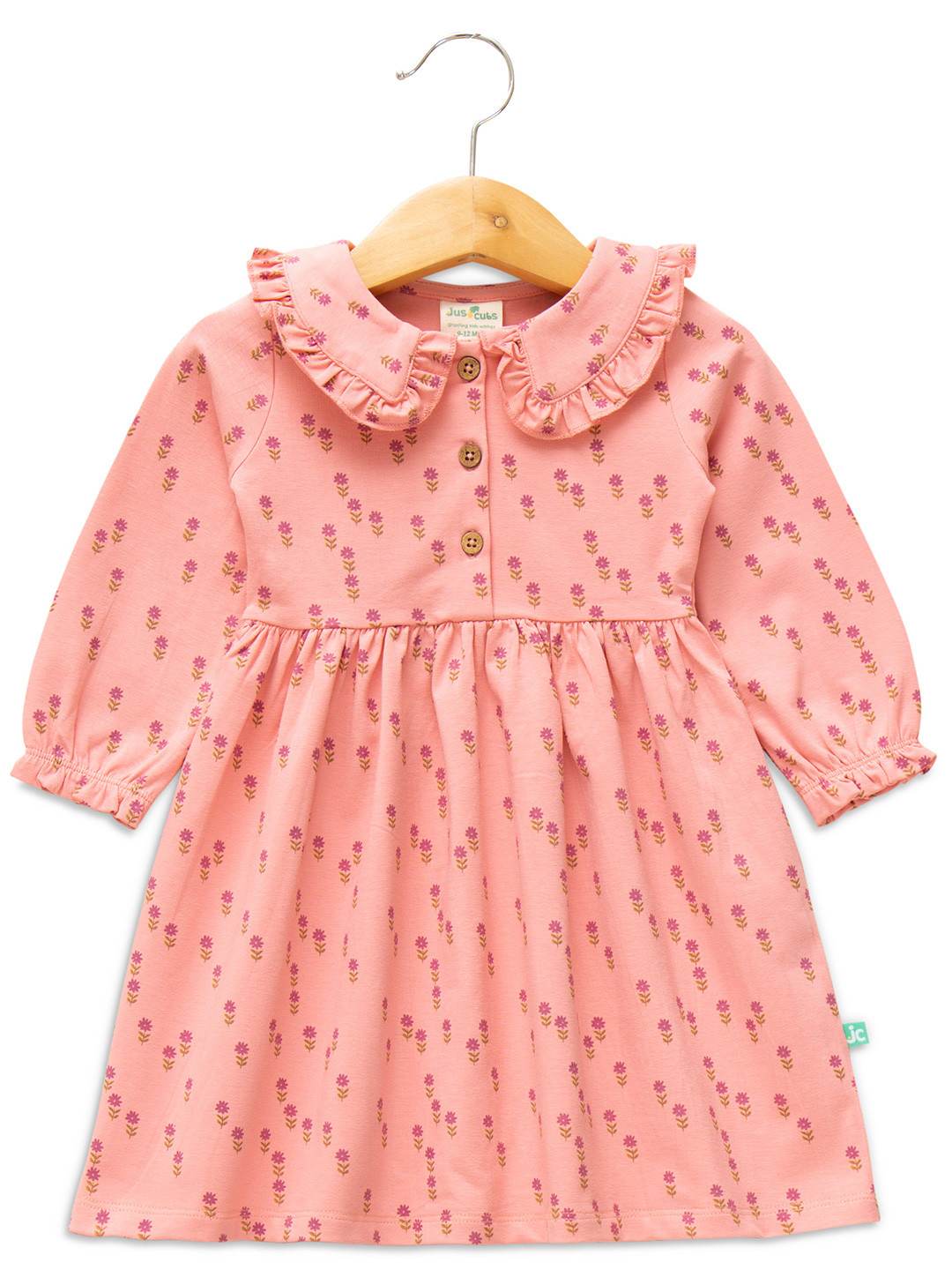 

JusCubs Pure Cotton Floral Printed Peter Pan Collar Dress, Pink