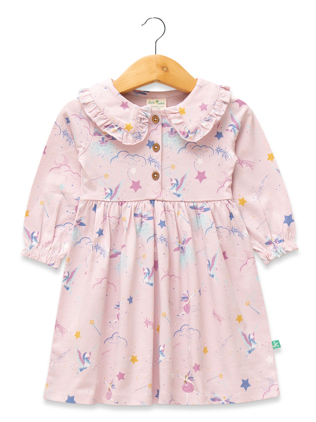 

JusCubs Girls Peter Pan Collar Pure Cotton A-Line Dress, Pink