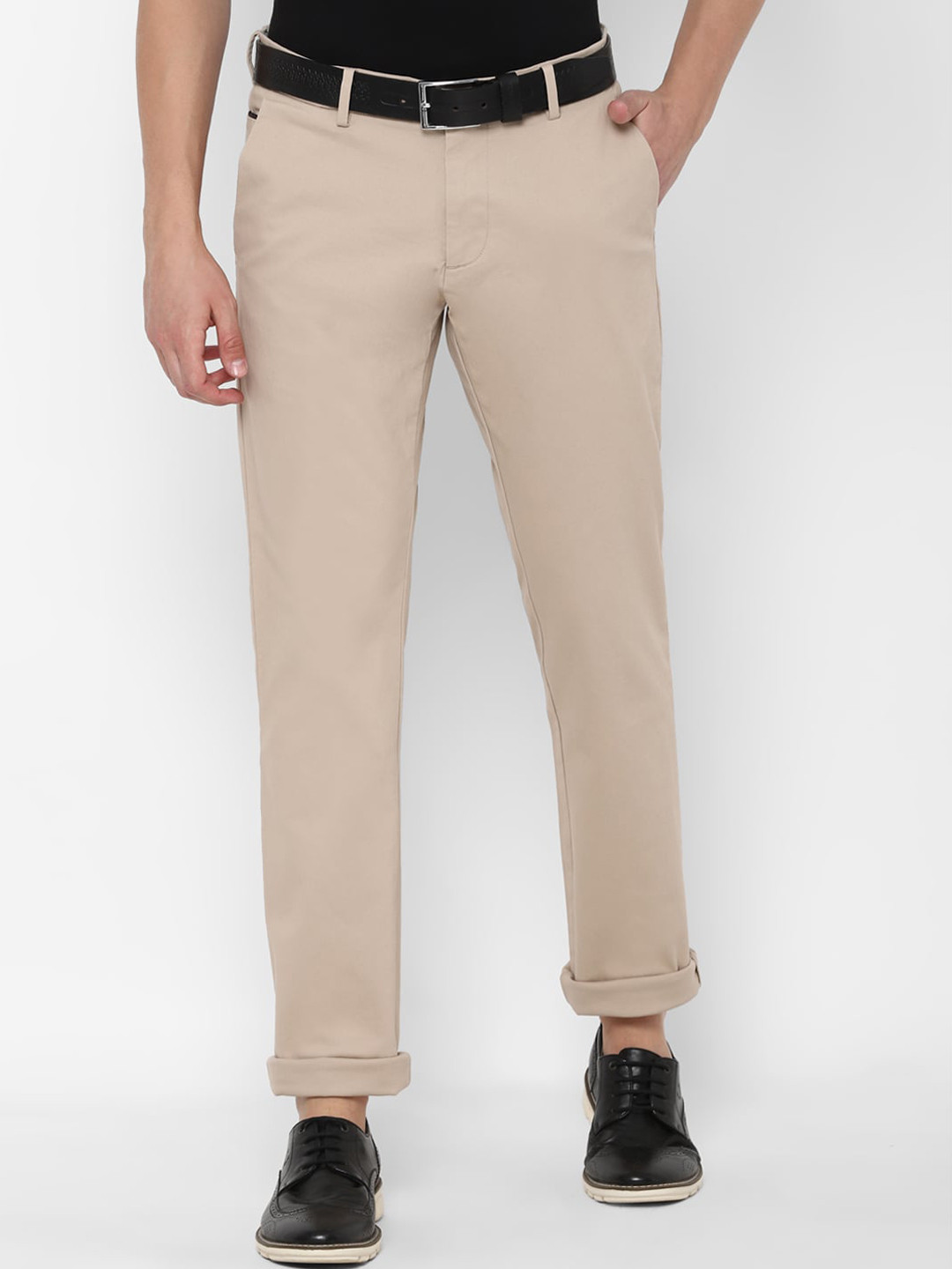 

Allen Solly Men Cotton Slim Fit Trousers, Beige