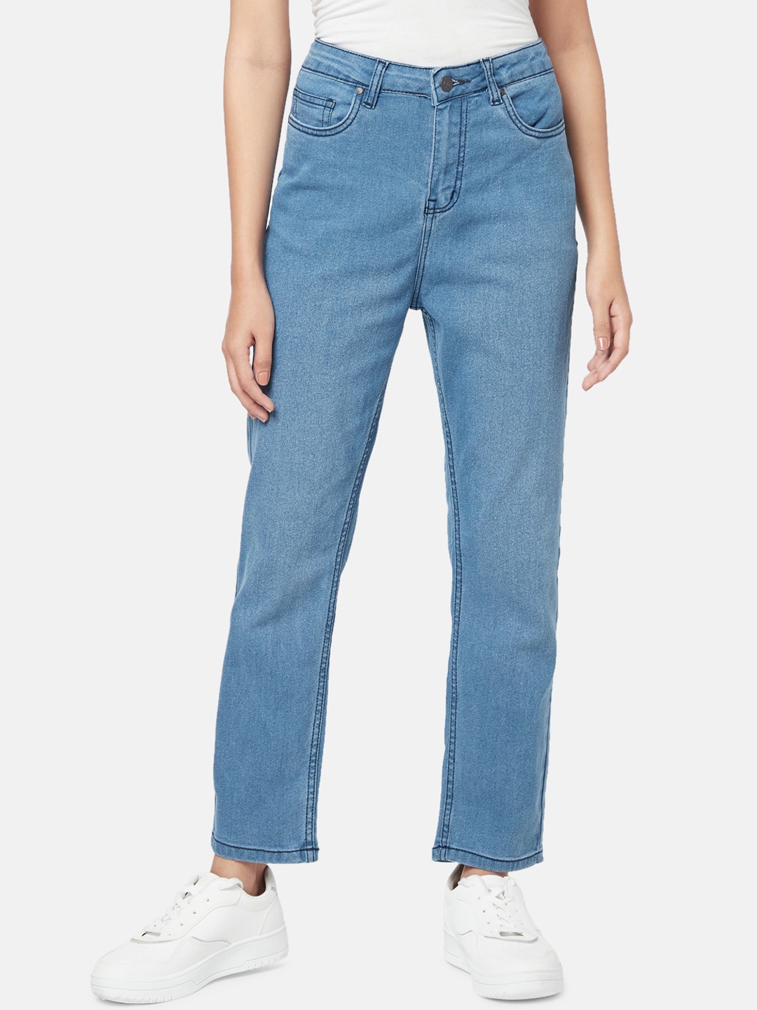 

People Women Light Fade Cotton Jeans, Blue