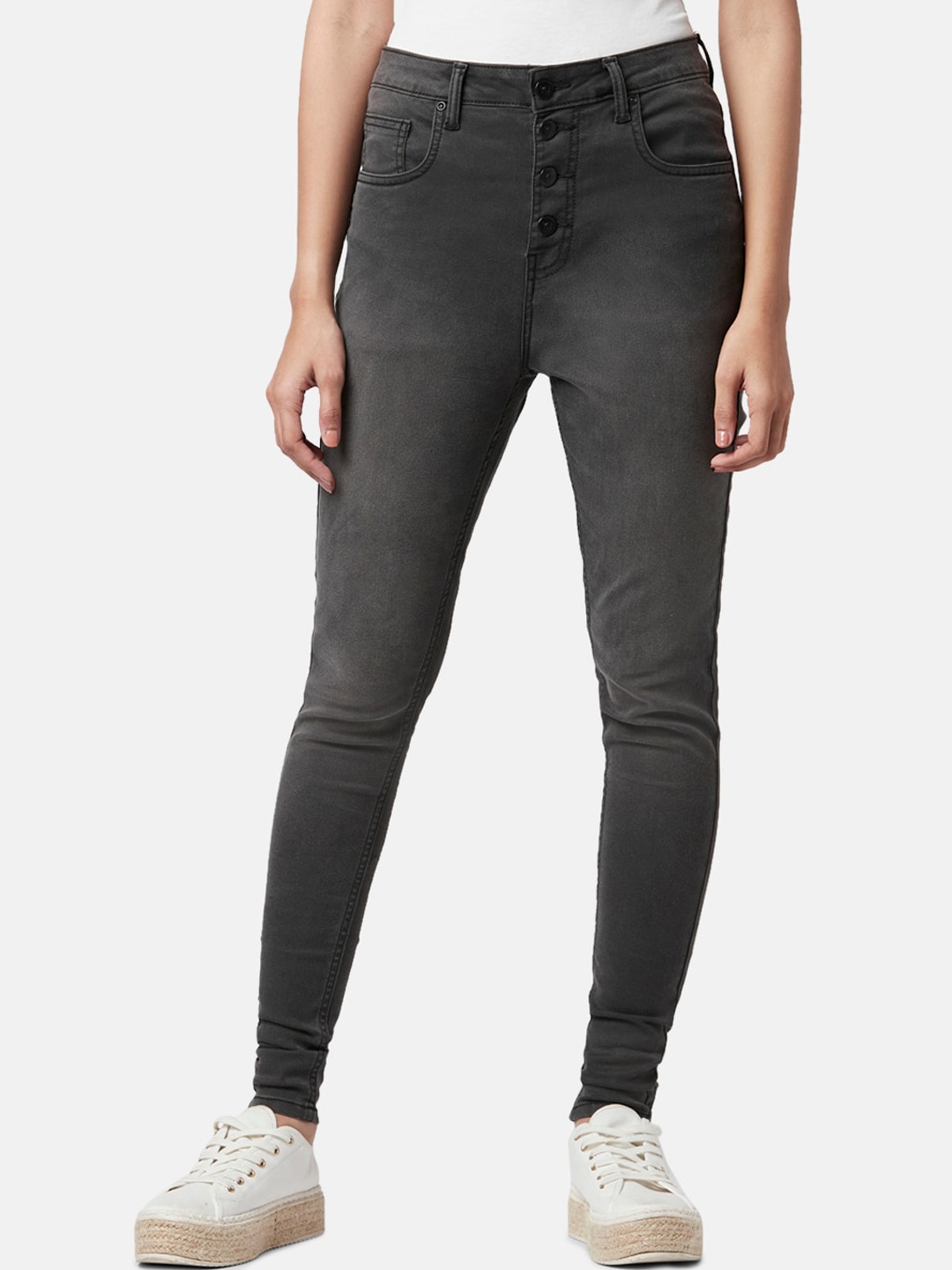 

YU by Pantaloons Women Skinny Fit Light Fade Cotton Jeans, Grey