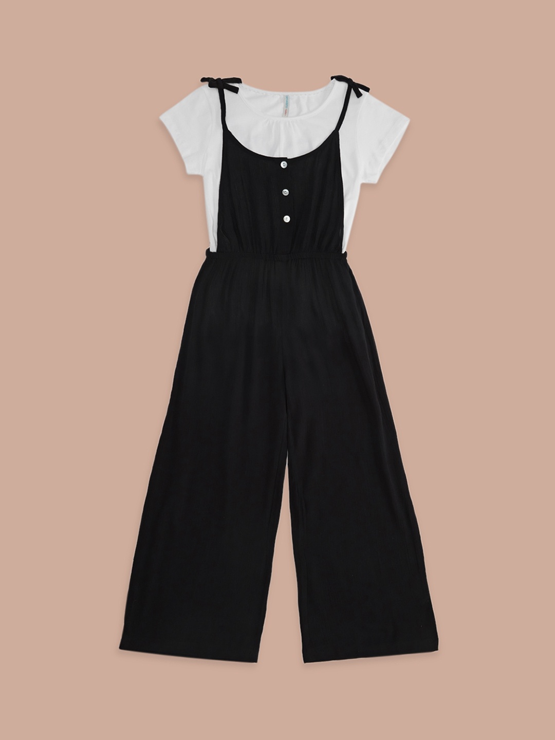 

Pantaloons Junior Girls Cotton Basic Jumpsuit, Black