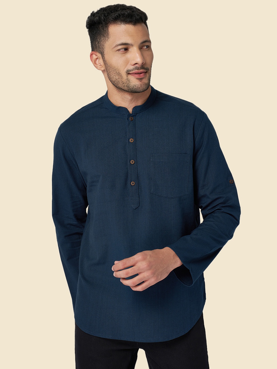 

YU by Pantaloons Men Cotton Kurta, Blue