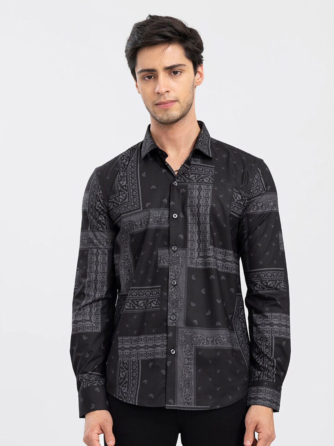 

Snitch Men Slim Fit Casual Cotton Shirt, Grey