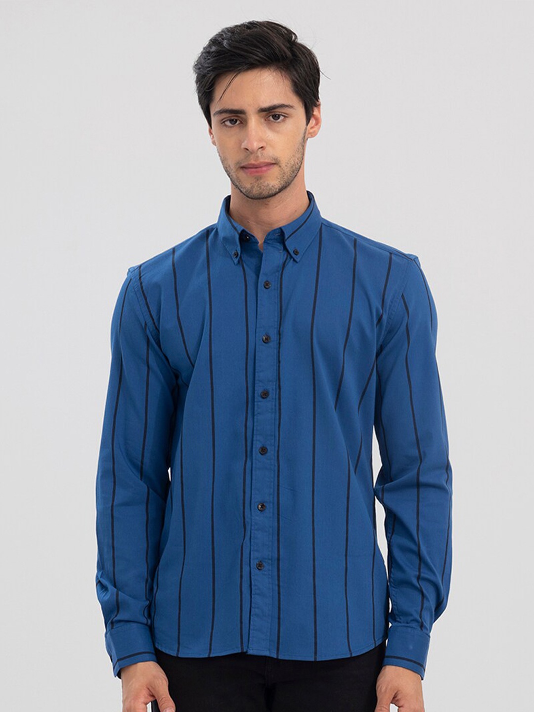

Snitch Men Slim Fit Striped Casual Shirt, Blue
