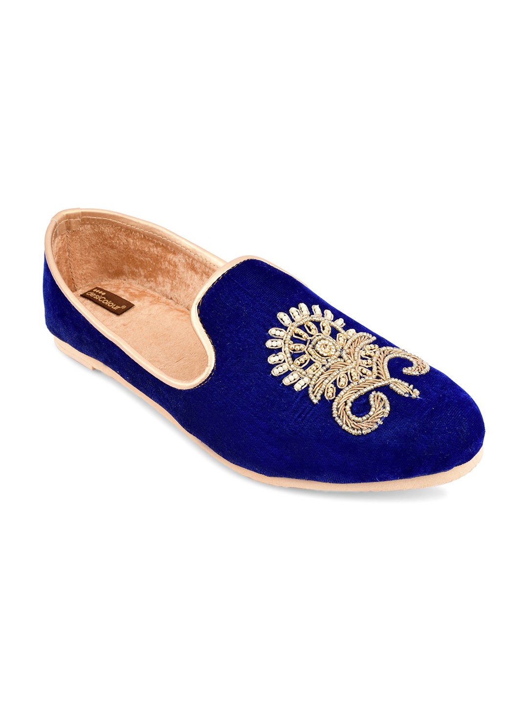 

DESI COLOUR Men Velvet Ethnic Mojaris, Blue