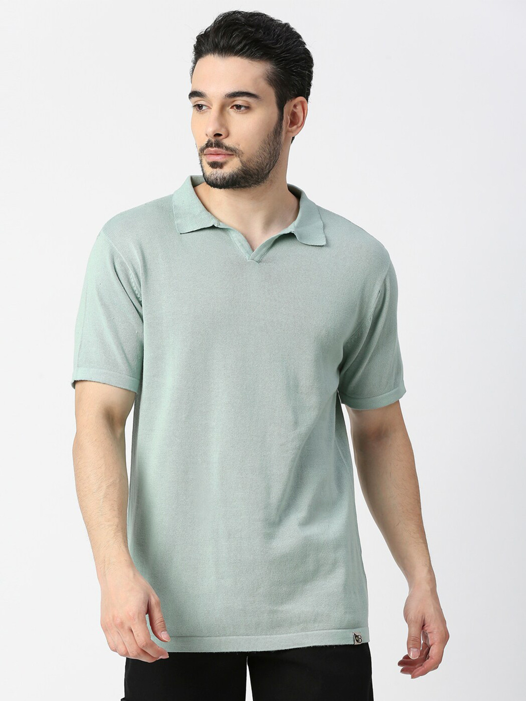 

Blamblack Men Cotton Polo Collar T-shirt, Green