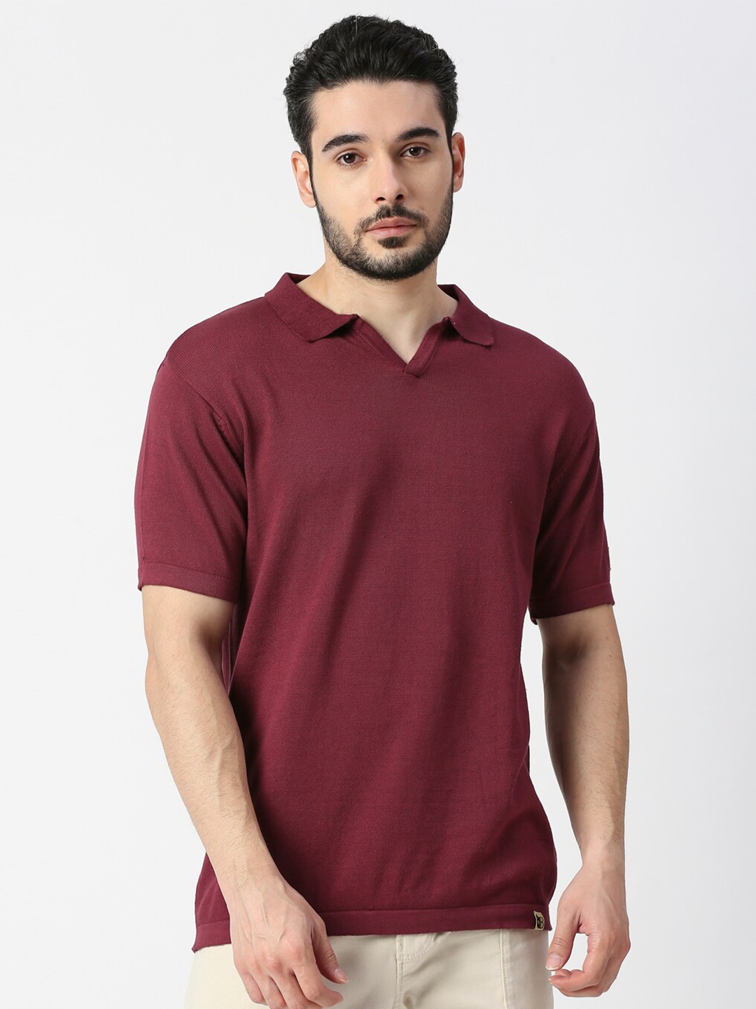 

Blamblack Men Cotton Polo Collar T-shirt, Maroon