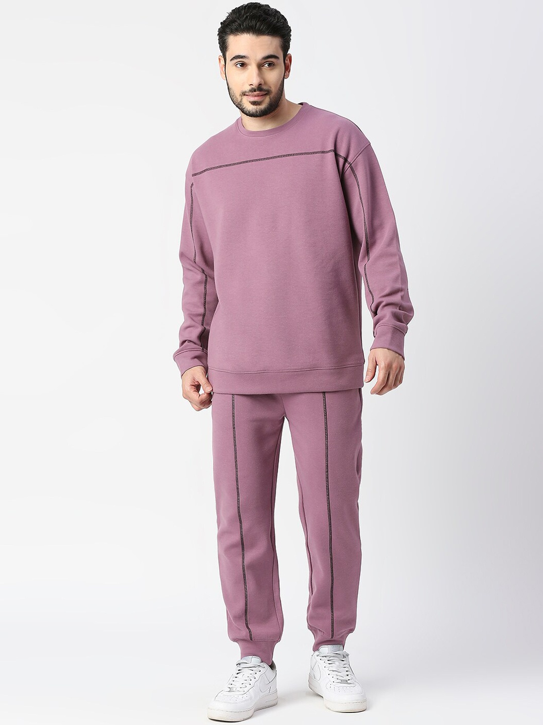 

Blamblack Men Sweatshirt & Joggers Co-Ords Set, Purple
