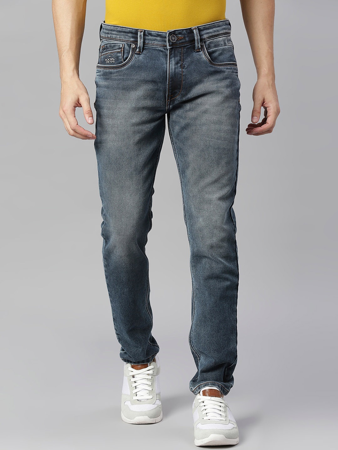 

ROCKING SWAMY Men Slim Fit Heavy Fade Stretchable Jeans, Blue