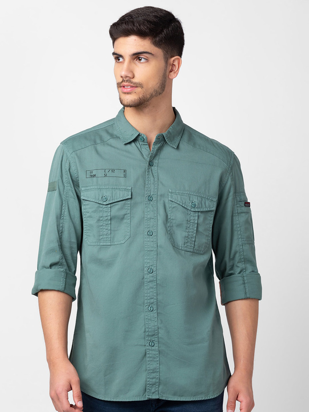 

SPYKAR Men Classic Slim Fit Cotton Casual Shirt, Green