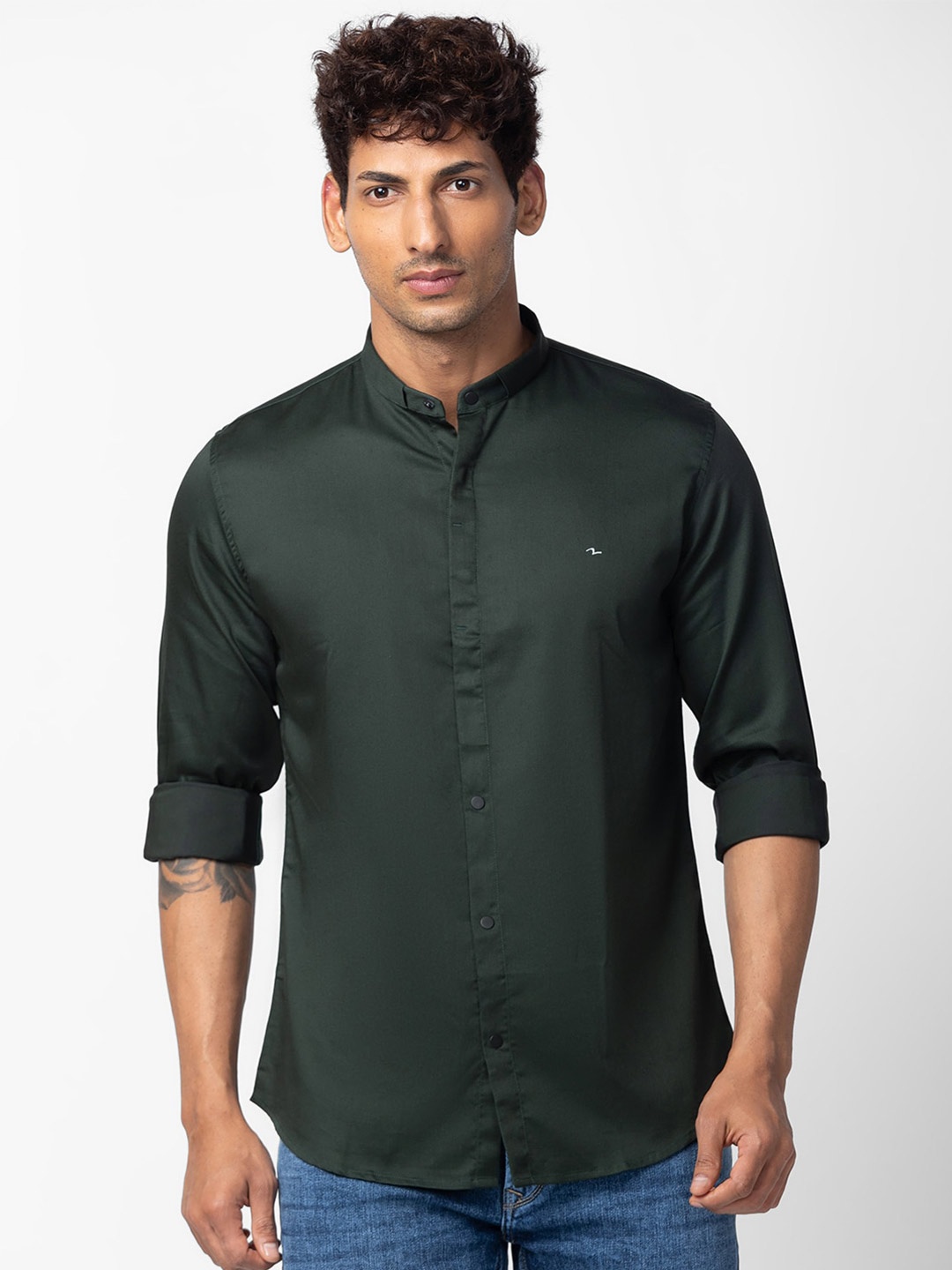 

SPYKAR Men Cotton Solid Slim Fit Casual Shirt, Teal