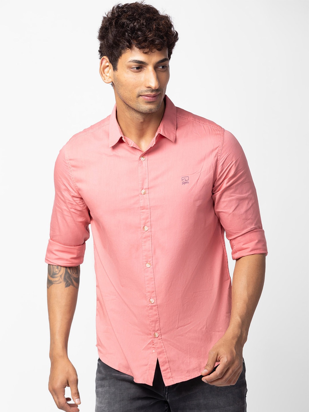 

SPYKAR Men Cotton Slim Fit Casual Shirt, Pink