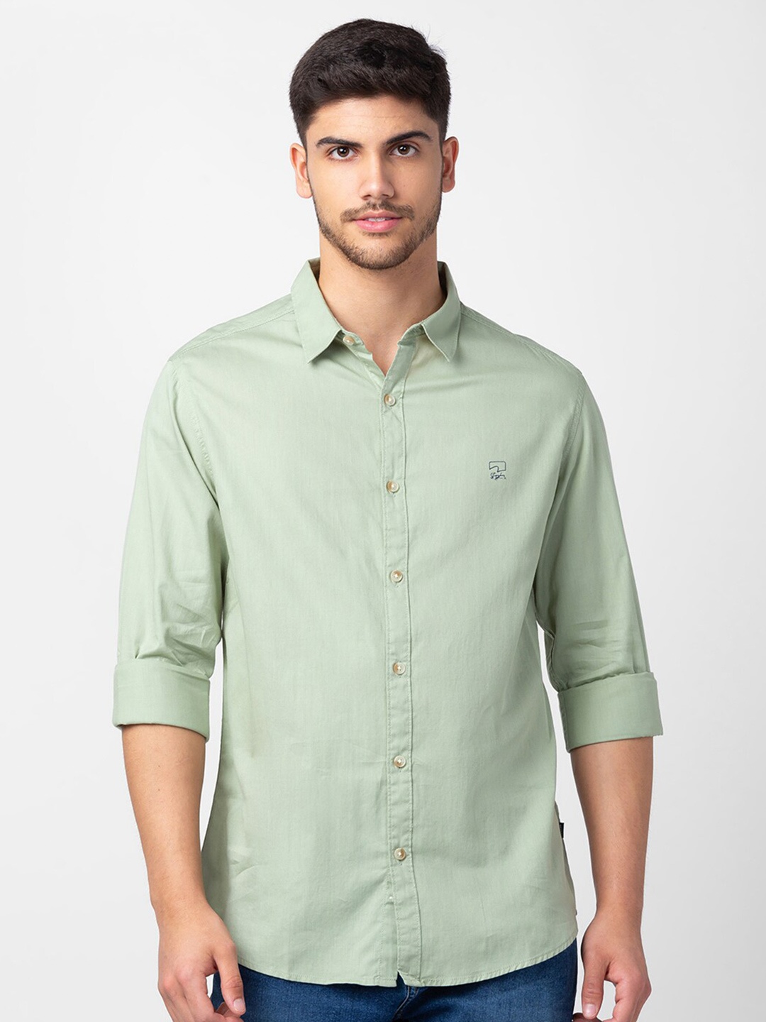 

SPYKAR Men Classic Slim Fit Cotton Casual Shirt, Sea green