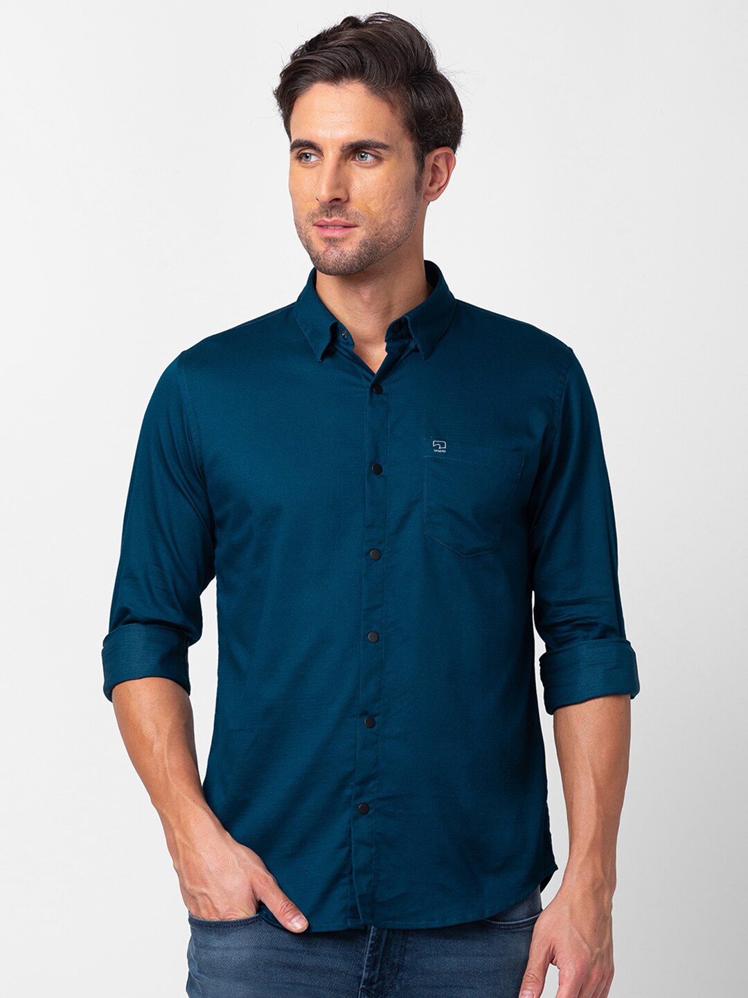

SPYKAR Men Cotton Classic Slim Fit Casual Shirt, Blue