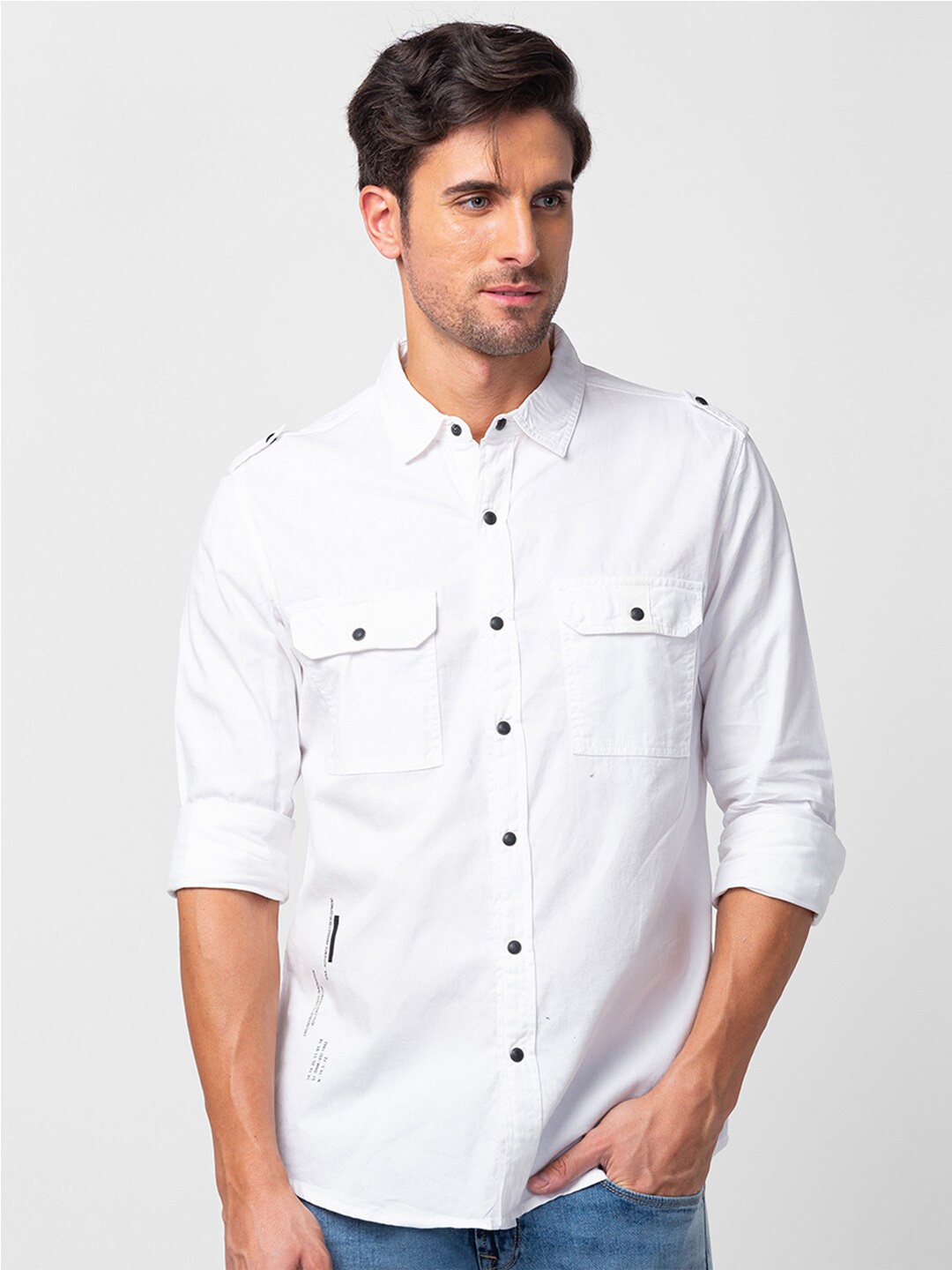 

SPYKAR Men Classic Slim Fit Cotton Casual Shirt, White