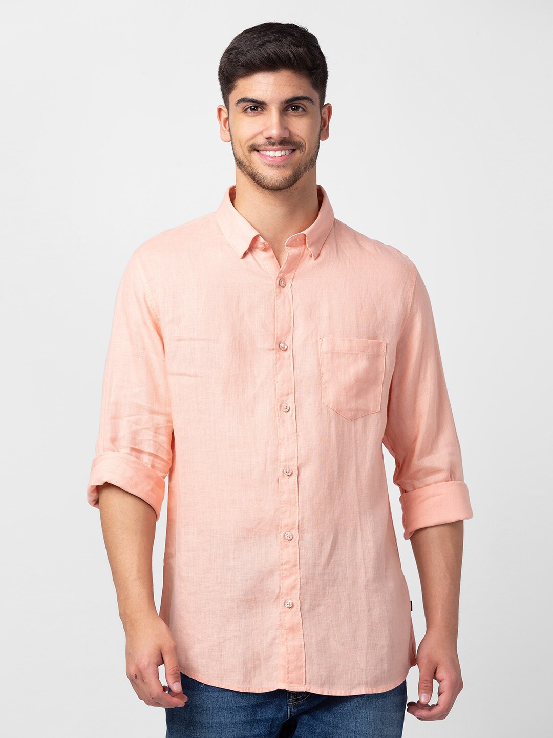 

SPYKAR Men Cotton Classic Slim Fit Casual Shirt, Pink