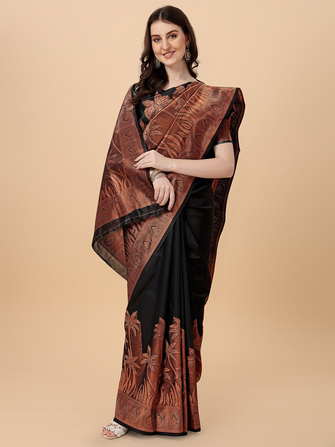 

ZIKARAA Woven Design Zari Pure Silk Banarasi Saree, Black