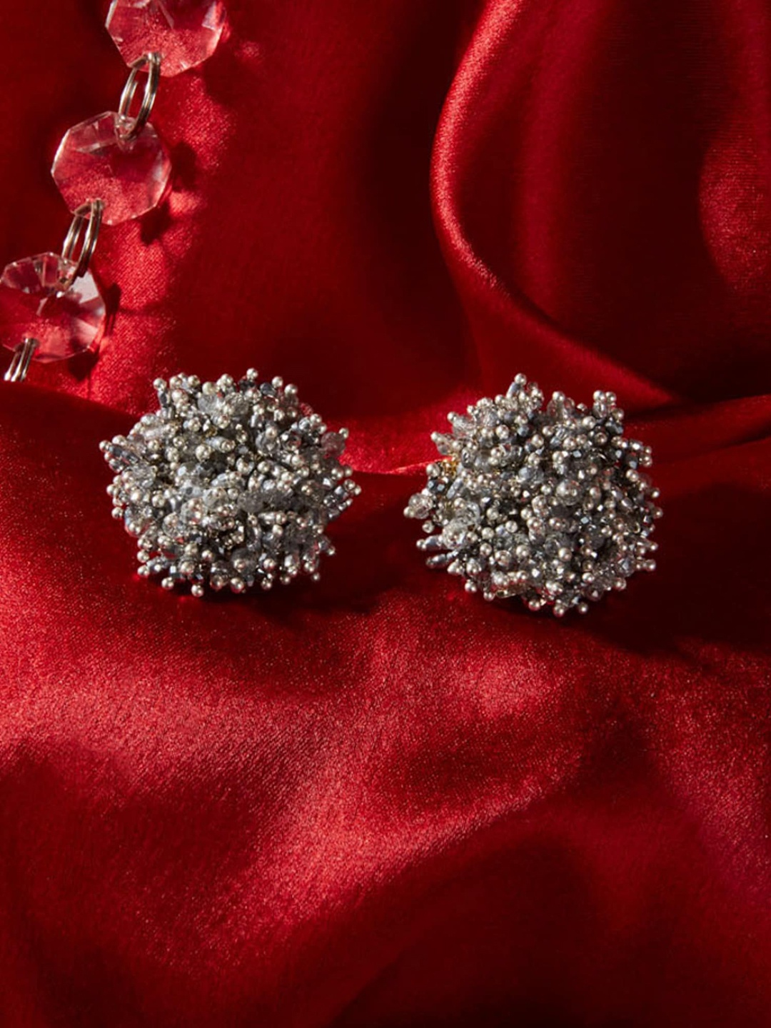 D'oro Gold-Plated Contemporary Studs Earrings, Silver