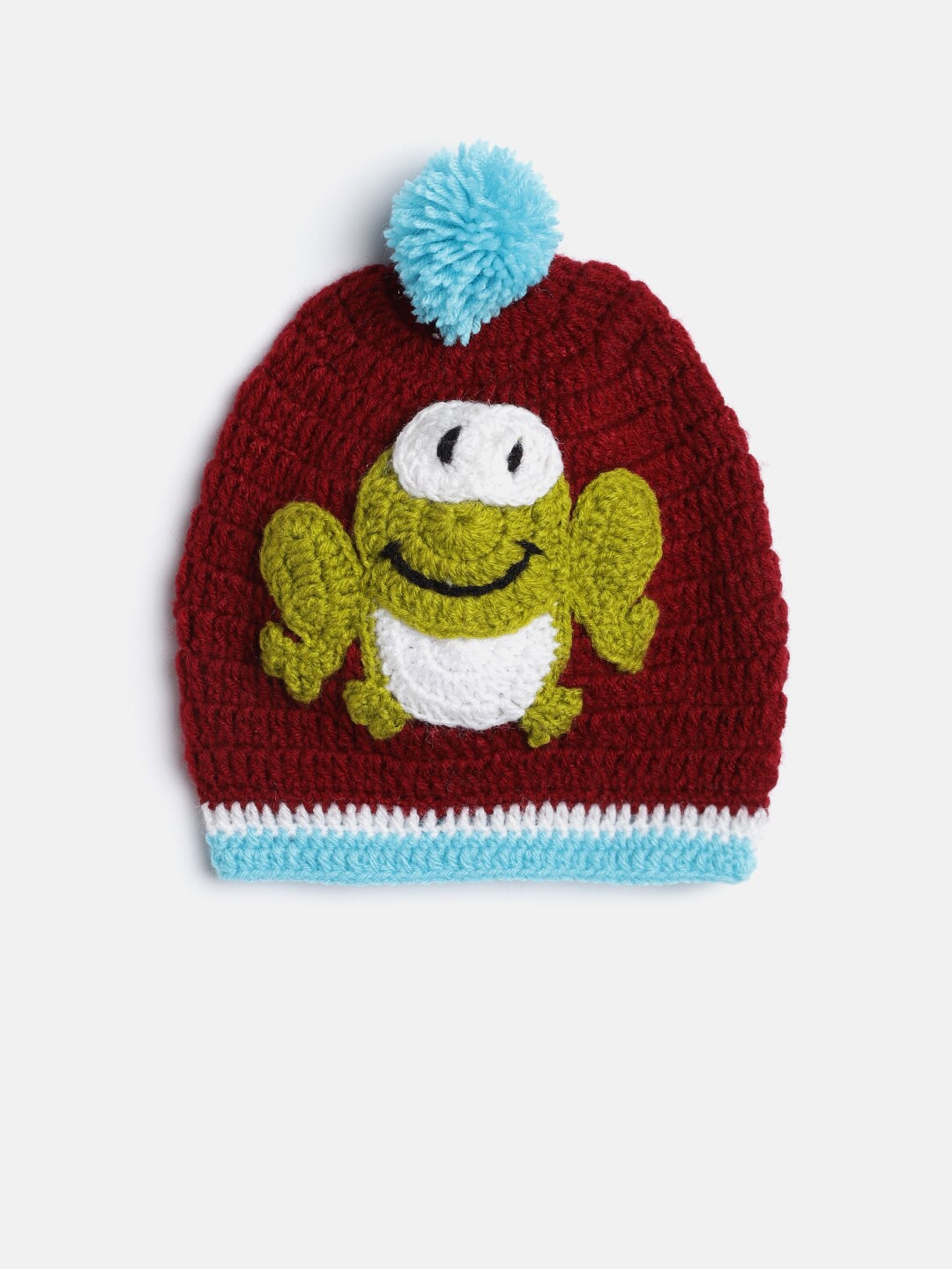 

CHUTPUT Unisex Kids Maroon & White Embroidered Beanie