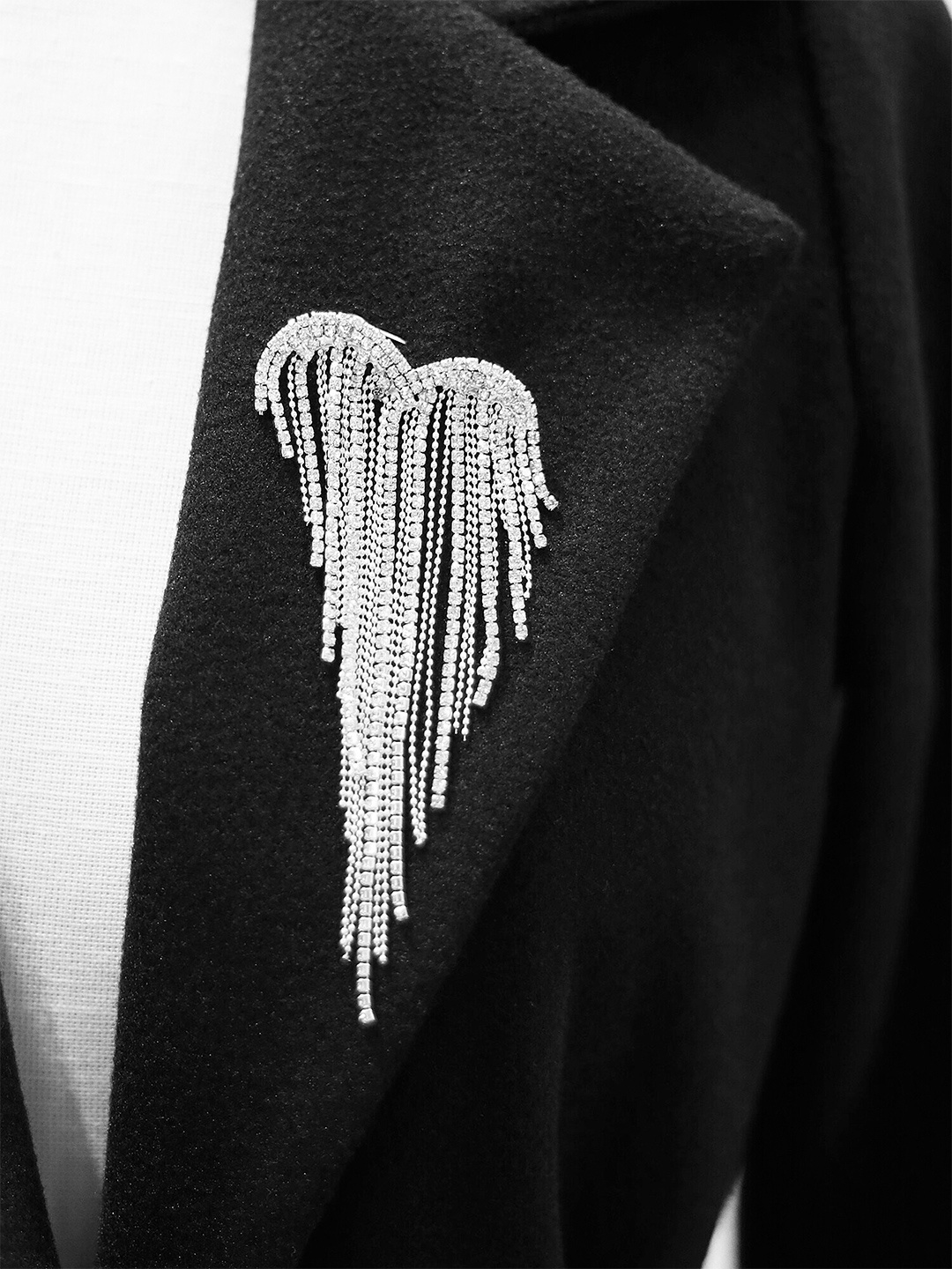 

Kazo Women Sweet Heart Stone Studded Brooch, Silver