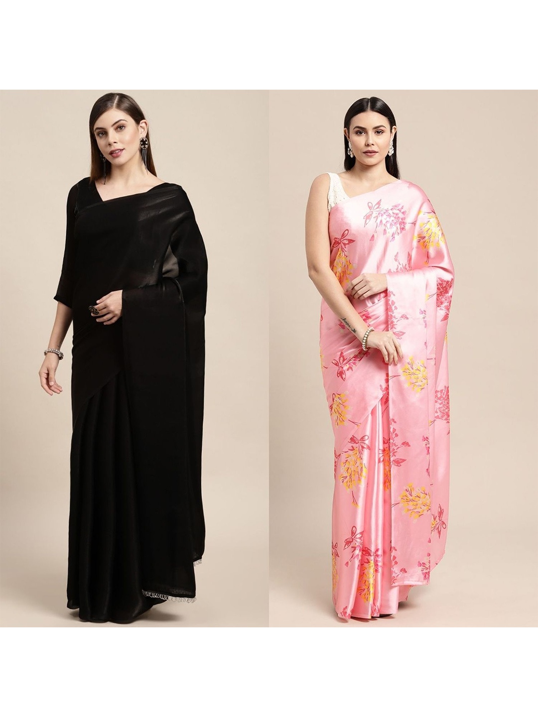 

AVANSHEE Pack of 2 Silk Blend Saree, Black