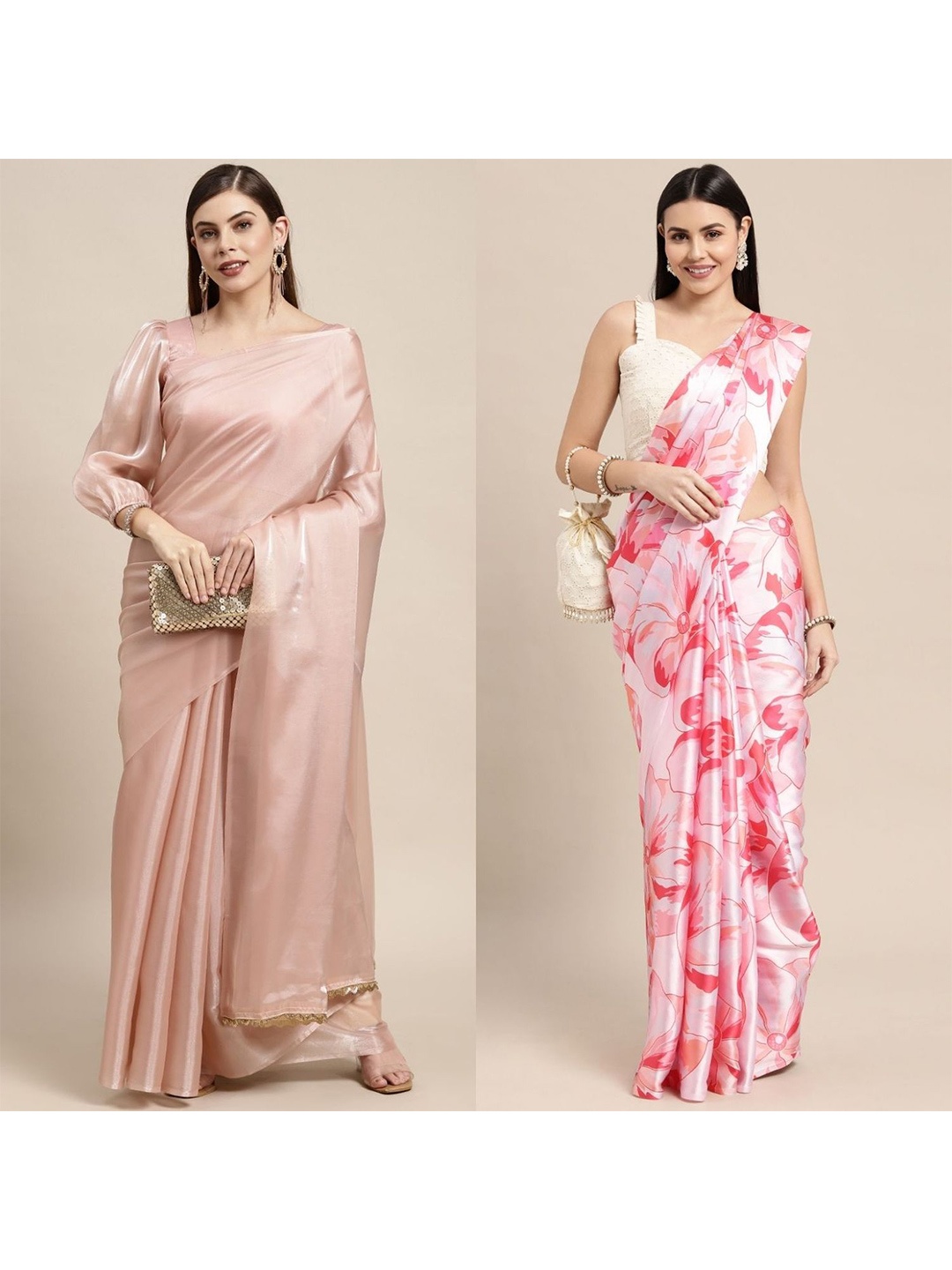 

AVANSHEE Pack Of 2 Printed Tie and Dye Silk Blend Saree, White