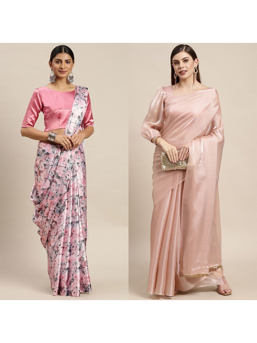 

AVANSHEE Pack Of 2 Silk Blend Saree, Pink