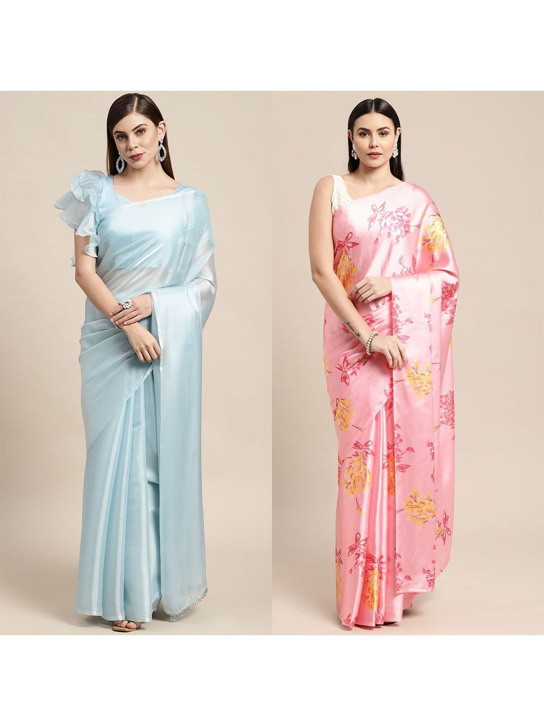 

AVANSHEE Pack Of 2 Printed Silk Blend Saree, Blue