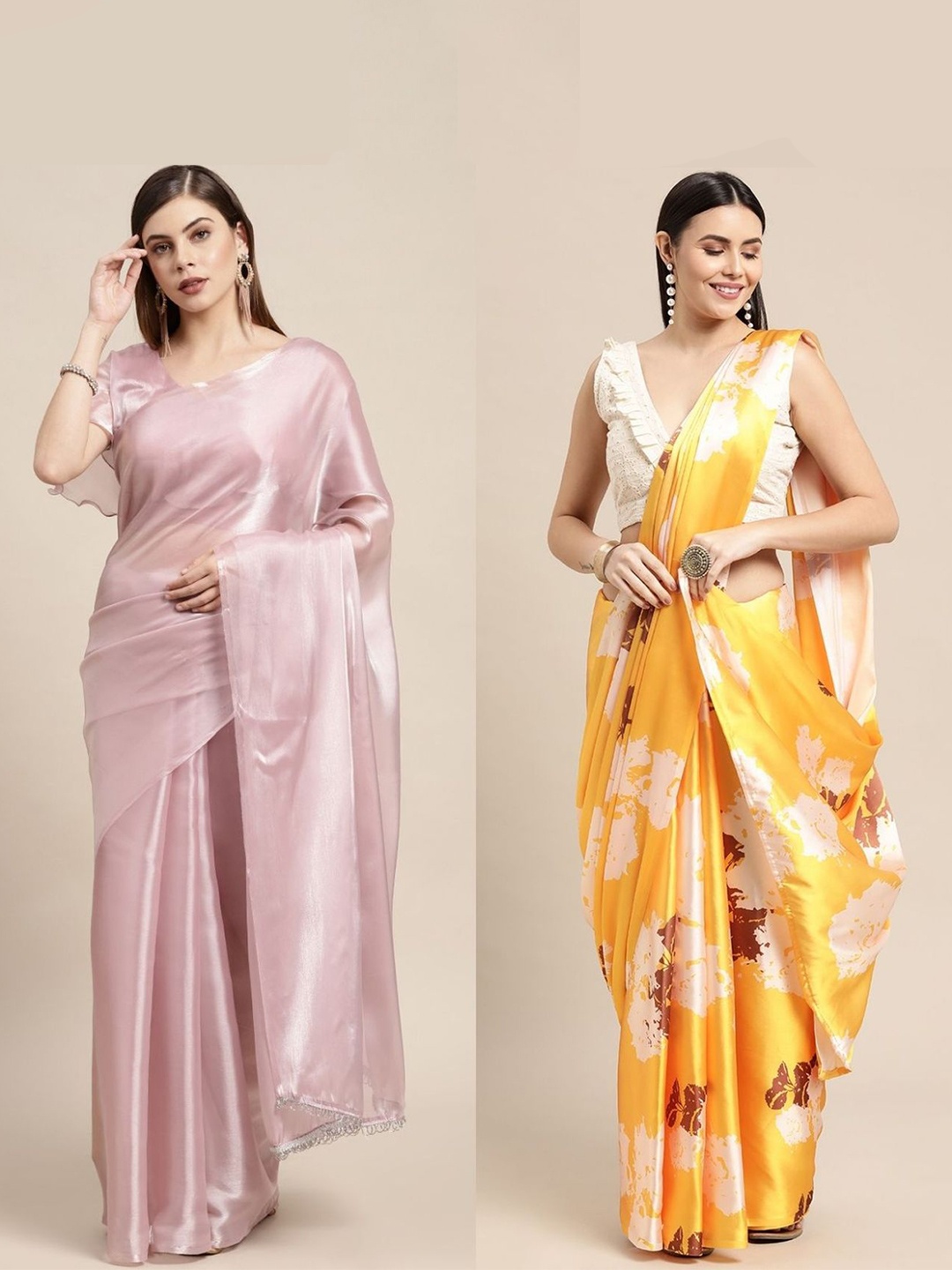 

AVANSHEE Pack of 2 Floral Silk Blend Saree, Purple