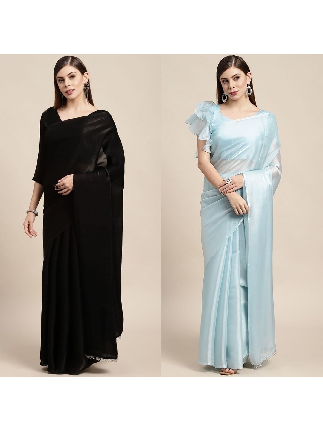 

AVANSHEE Pack Of 2 Silk Blend Saree, Black